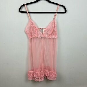 NWT Victorias Secret Pink Lace Babydoll Teddy Sz M
